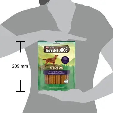 Koera närimispulgad ADVENTUROS Strips hirve maistega 90g